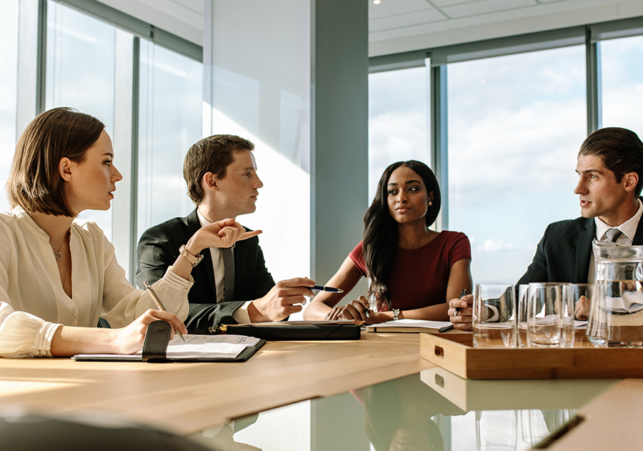 attorneys meeting in conference room